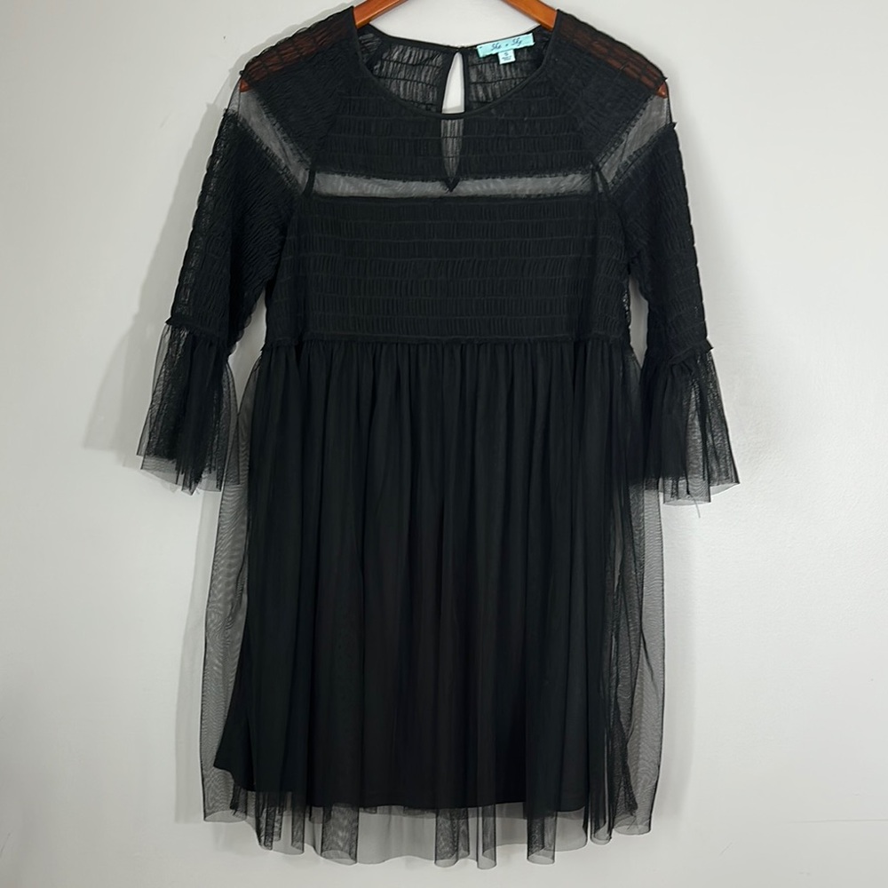 She + Sky Black Sheer Dress size S